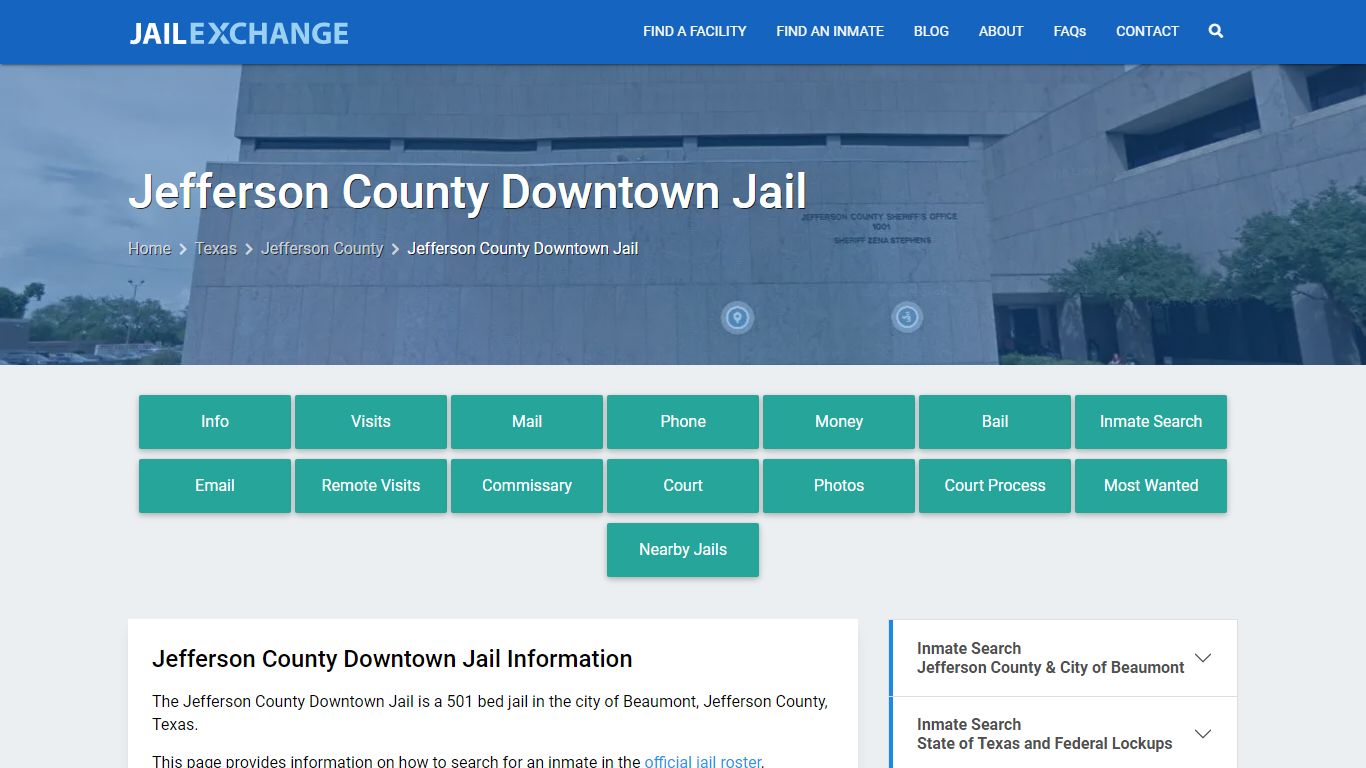 Jefferson County Downtown Jail, TX Inmate Search, Information